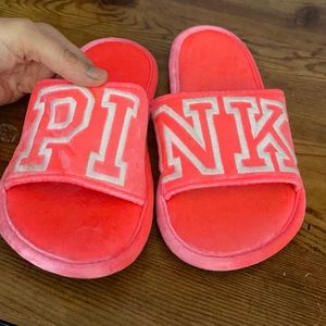 Pink slide on slippers